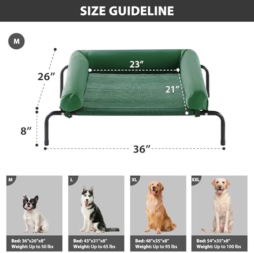 RRPETHOME Elevated Cooling Dog Cot Bed, Large Raised Outdoor Dog Bed