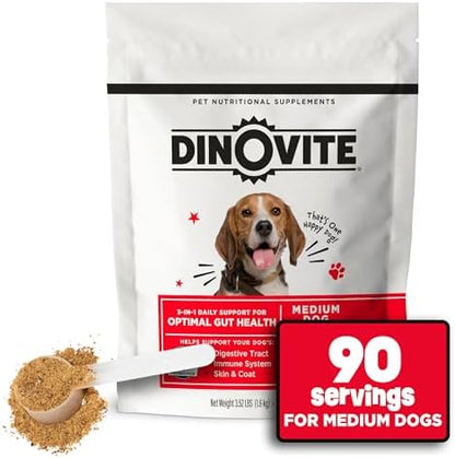 Dinovite Probiotics for Medium Dogs, Probiotic Food Topper, 90 Servings