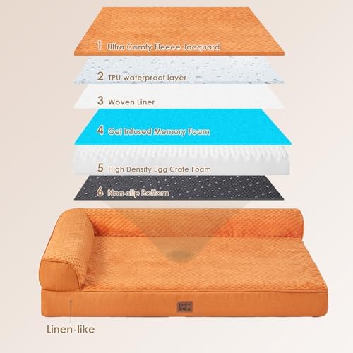 EHEYCIGA Orthopedic Dog Bed, Medium Memory Foam Dog Bed, Pumpkin