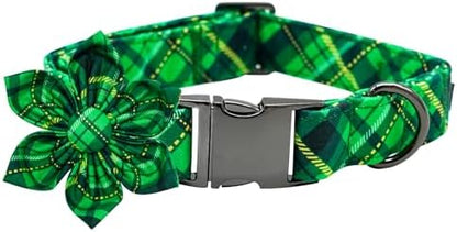 Dog Collar - St. Patrick's Day Dog Collars with Flower Adjustable Girl Pet Gift Collar for Medium Small Large Dogs