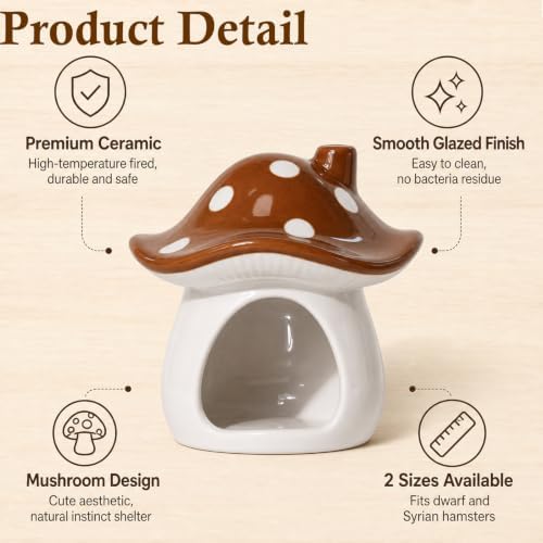Ceramic Hamster Hideout Mushroom Chew Proof Syrian Hide Cool Bed