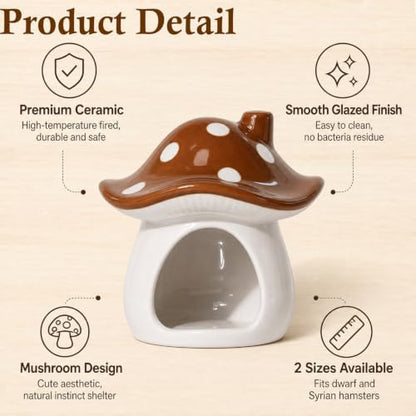 Ceramic Hamster Hideout Mushroom Chew Proof Syrian Hide Cool Bed