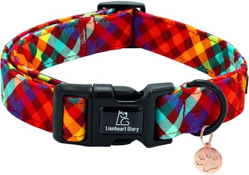 Lionheart glory Fall Plaid Dog Collar-Cute Orange Dog Collars with Plastic Buckle Duty Soft Adjustable Collar for Small Dogs Girls Boys Collars Party Pet Gift