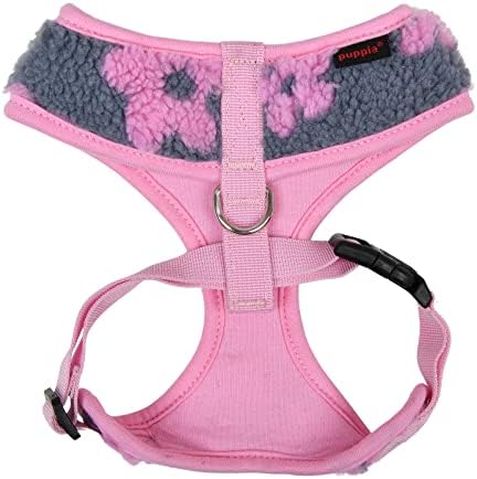 Puppia Ren Dog Harness Over-The-Head Warm Winter Flower Pattern Adjustable Chest for Small and Medium Dog, Pink, Medium