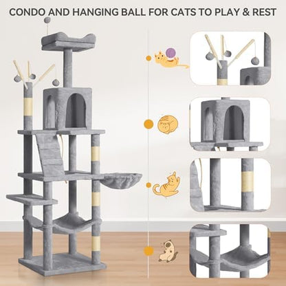 YITAHOME 64.5" Cat Tree, Multi-Level Cat Tower