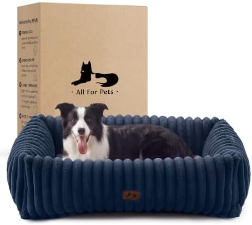 Dog Beds Large Sized Dog,Rectangle Orthopedic Pet Bed for Large Dog, Comfort Fluffy Memory Foam Dog Beds with Anti-Slip Bottom,35 x25 x9 Inches,Navy