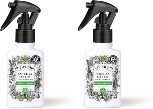 Pet-Pourri Smell Ya Litter Cat Litter Deodorizer Spray, Purrfectly Bamboo 3.4 Fl Oz, Up to 170 Uses,Pet Odor Remover Essential Oils Air,Carpet,Urine,Vet Recommended, Bergamot Bamboo Scent,(Pack of 2)