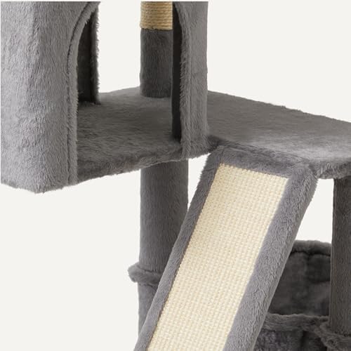Amazon Basics Indoor Cat & Kittens Multi-Level Climbing Activity Tower with Scratching Posts, FSC Certified, 60.1" (152.7cm) H, Grey