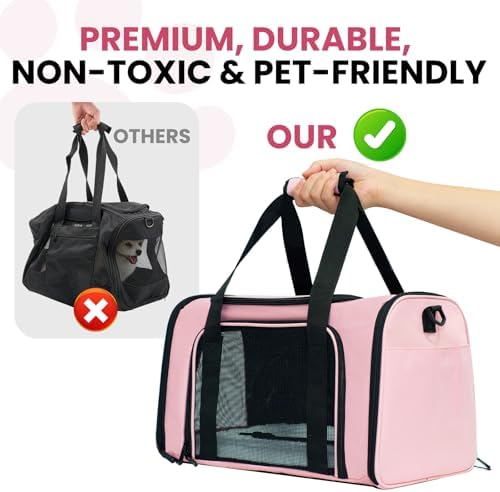 Soft-Sided Cat Carrier 20x13x13 in Expandable Travel Pet Bag 22LBS