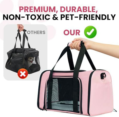 Soft-Sided Cat Carrier 18x11x11 in Expandable Travel Pet Bag 15LBS