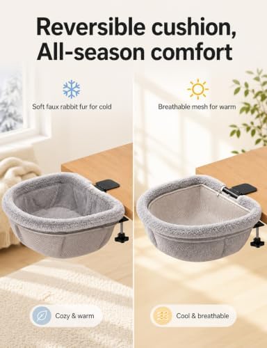 Cat Desk Bed, Foldable Sunken Hammock with C-Clamp, 50-lb Capacity