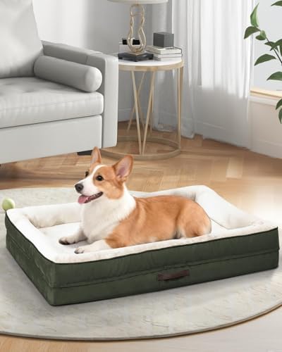 Upvilla Orthopedic Dog Bed, Four-Sided Medium Dog Sofa,Washable Cover Green