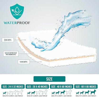 Fluffy Fluffy Sherpa Waterproof Dog Blanket for Large Pet Cat, 40x60 Blue