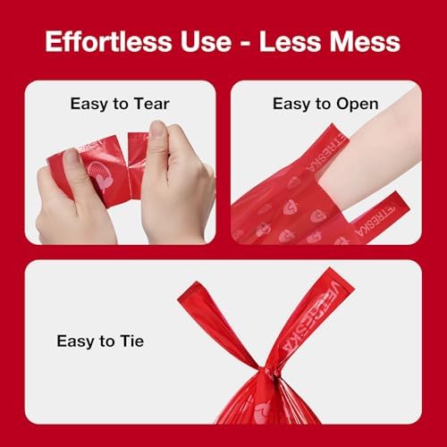 VETRESKA Dog Poop Bags with Handle 120 Count, Strawberry Scented Waste Bag