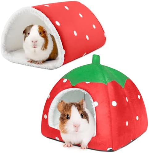 Guinea Pig Hideout with Tunnel, Washable Fleece House Bed