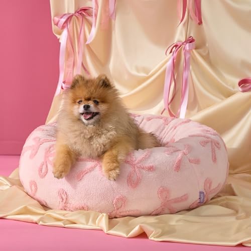 LE SURE Shown on TV Jacquard Donut Cute Small Dog Beds,Pink Taffy 27x27x8in