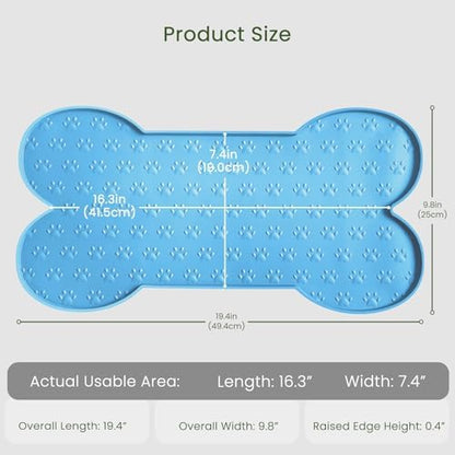 PWTAA Dog Food Mat Anti-Slip Silicone Dog Bowl Mat Thicker Pet Placemat Waterproof Cat Feeder Pad with Raised Edge Puppy Kitten Feeding Mats Suitable Small Medium-Sized Dogs Cats Eating Tray