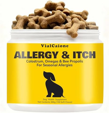 Allergy & Itch for Dogs | Daily Support for Itchy Skin, Immune Health & Seasonal Allergies from Colostrum, Bee Propolis + Probiotics | 150 Soft Chews