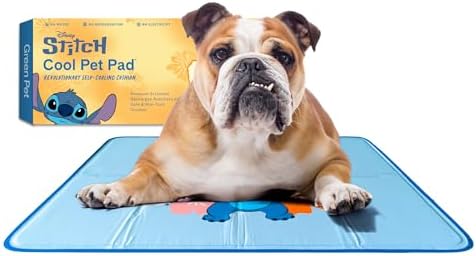 The Green Pet Shop Cool Pet Pad - Medium, Disney’s Stitch - Self-Cooling, Pressure Activated Mat for Dogs & Cats from 21-45 lbs - Non-Toxic Gel, No Water Needed