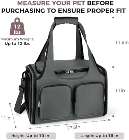 Dog Cat Carrier Airline Approved Collapsible Soft-Sided Pet Travel Bag