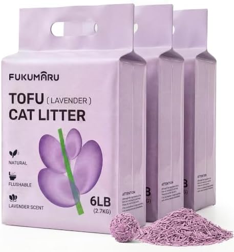 FUKUMARU Tofu Cat Litter, Lavender Scented, Clumping, Odor Control, 18 lb