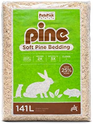 PETSPICK Pine Wood Bedding for Small Pets, Cages and Animal Habitats, 141 L