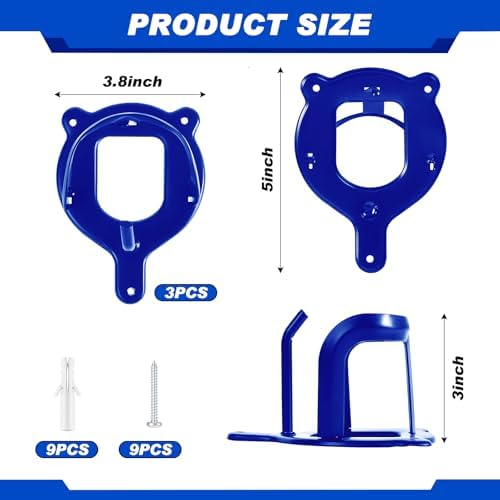 Dunzy 3 Counts Horse Bridle Rack Bracket Bridle Hooks Tack Storage Halter Hanger Metal Holder with Tubes and Screw for Horse Barn Supplies (Sapphire Blue)