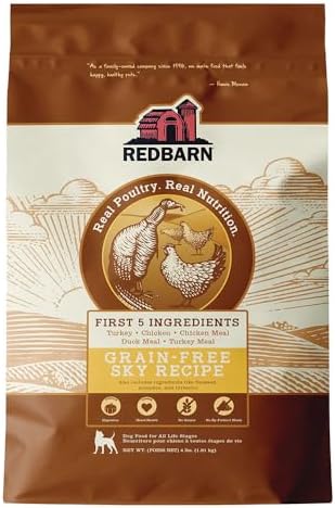 Redbarn Grain-Free Adult Dry Dog Food Kibble - Sky Chicken Recipe - Made in USA No Grains Recipe with Functional Ingredients to Support Healthy Heart, Skin, Coat, Immunity & Digestion - 4lb