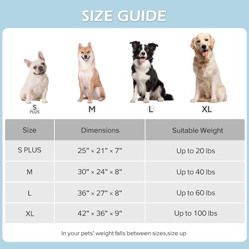 JOEJOY XL Dog Beds Large Sized Dog, Rectangle Washable Orthopedic Pet Bed with Removable Zipper Cover, Cute Soft Calming Puppy Pet Bed with Jacquard Shaggy Plush & Non Skid Bottom
