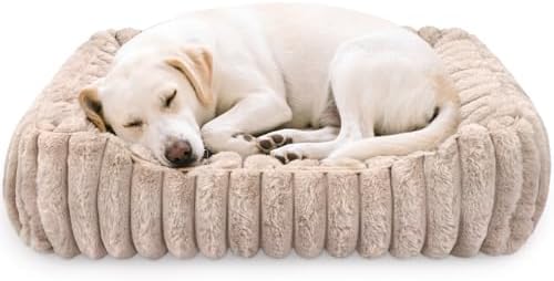 Rectangular Dog Bed, Washable Non-Slip Pet Mat, 28 Inch, Camel
