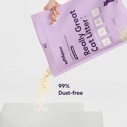 Tuft & Paw Really Great Cat Litter, Low Tracking Tofu Cat Litter, Clumping, Flushable, Odor Control, Dust-Free - 9.25lbs x 2Bags (Lavender Scented)