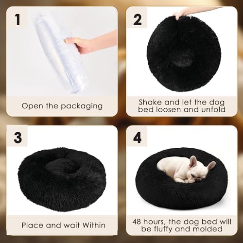 Dog Beds Large Sized Dog and Cats, 32in Pet Beds for Large Pet (Black)