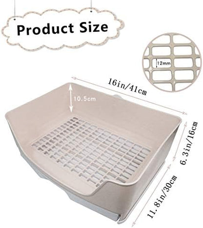 PINVNBY Large Rabbit Litter Box,Plastic Bunny Litter Pan with Drawer,Small Animals Trainer Corner Toilet Box for Adult Guinea Pigs Chinchilla Ferret Hedgehog (Brown)