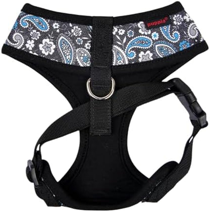 Puppia Cynthia Dog Harness A (Over-The-Head) Fashionable Paisley Pattern Spring Summer Harness for Small and Medium Dogs, Black, Large