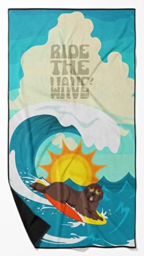 Caroline's Treasures MLM1244TWL3060 Surfer Dog Brown Newfoundland Premium Beach Towel Oversized Towel Beach Blanket, Pool, Beach Essentials, Yoga, Premium Bath Towel, Quick Dry Plush