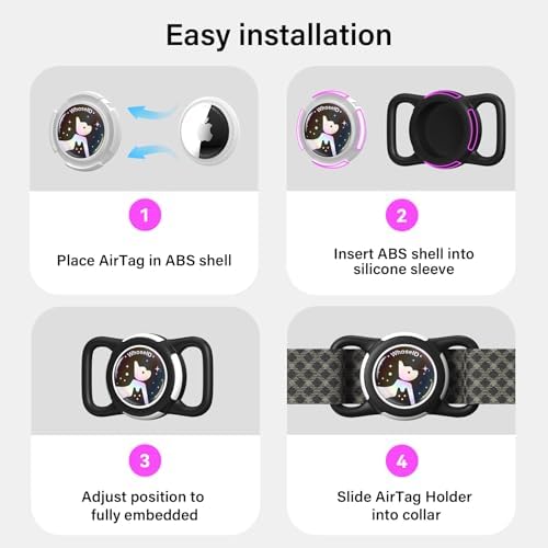 Waterproof AirTag Holder for Dog Collar, Soft Slide-On Dog AirTag Holder