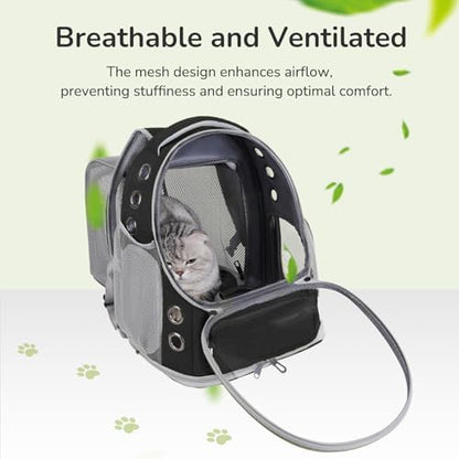 Cat Backpack Carrier for Large Cats, Expandable Cat Bubble Backpack, Dog Carriers for Small Medium Dogs, Airline Approved Pet Carrier for Travel Hiking Outdoor(Black)