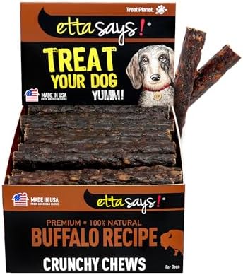 etta says! Premium Crunchy 4.5" Buffalo Dog Chews - Grain-Free Dog Treats, Good for Teeth, Easy to Digest - Made in The USA (36 Count Pack of 1)