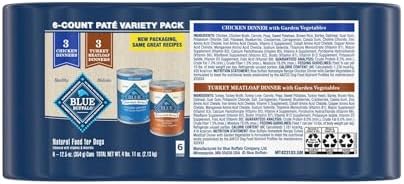 Blue Buffalo Homestyle Recipe Variety Pack Wet Dog Food, 12.5 oz, 6 ct