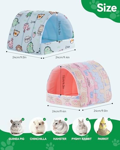 2 PCS Guinea Pig Hideout Guinea Pig House,Washable Hamster House Small Animal Cage Accessories for Mouse Chinchillas Hamsters Hedgehogs Ferrets Bearded Dragons and Rats
