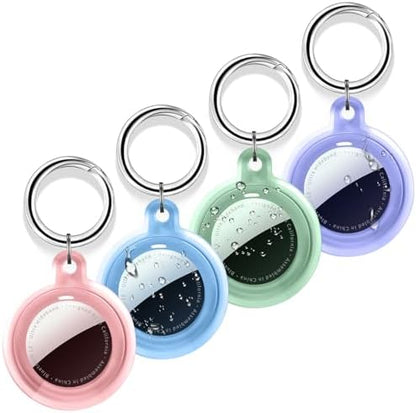 4 Pack Case for Apple AirTag Holder with Keychain, Waterproof & Anti-Scratch Protect Cover Compatible with Airtags, for AirTag 2nd & 1st Generation, Accessories Air Tagholder for Keys, Bags, Pet