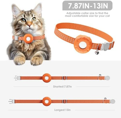 Cat Tracker, GPS Tracker, No Subscription Fee Pet Tracker, Compatible with Apple Find My App (Only iOS), Real-Time Location, Cat Trackers Collar with Safety Elastic Buckle, Orange