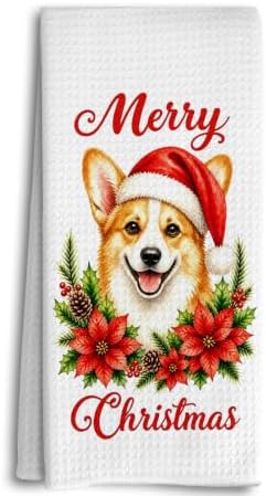 Merry Christmas Corgi Kitchen Dish Towels Dishcloth 16x24 Inch