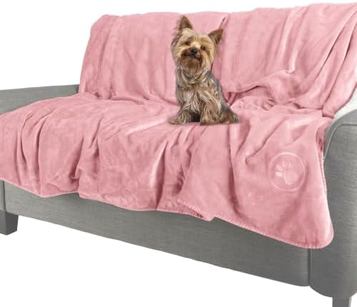 Waterproof Pet Blanket - 30x40-Inch Reversible Sherpa Fleece Throw Protects Couches, Cars, and Beds from Spills, Stains, and Fur by PETMAKER (Pink)
