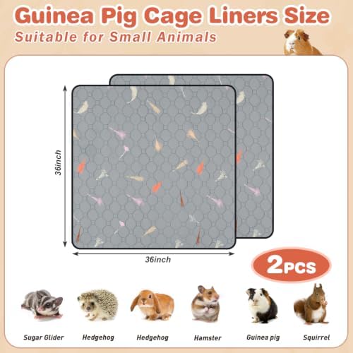 2Pcs Guinea Pig Cage Liners,Guinea Pig Fleece Cage Liners36''X36'' Super Absorbent Washable Pee Pads Reusable for Rabbit Hamster Chinchilla