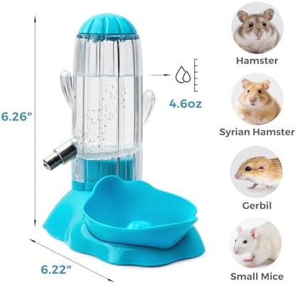 Vannon 2-in-1 Hamster Water Bottle & Food Feeder, 4.6oz/130ml Top-Fill Small Animal Cage Water Dispenser & Food Dish, BPA-Free, Anti-Leak for Hamster, Gerbil, Mouse