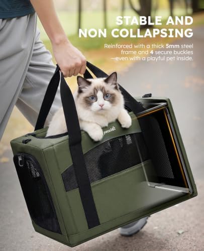 Pecute Cat Carrier Stable, Pet Carrier with Privacy Partition,Green