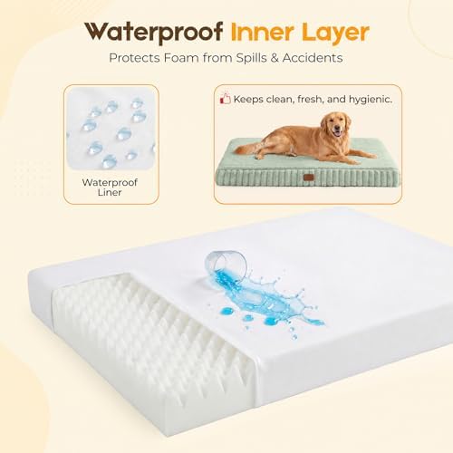 Orthopedic Dog Bed for Large Dog, Waterproof Washable Pet Bed for Crate