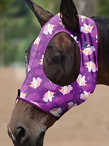 Mask Tech 5 Pieces Horse Fly Masks with Ears, Stretchy Elastic Mesh Fly Masks, 3D Eye Clearance, UV Protection-Large,Combo 22