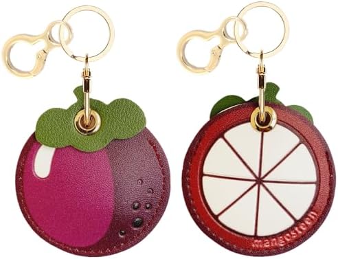 BORKUANA PU Leather Keychain Holder Protective Case Compatible with AirTag